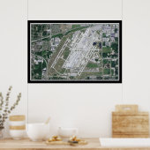 Detroit Metropolitan Airport Satellite Map Poster (Cuisine)