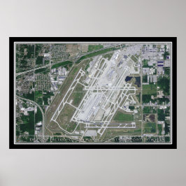 Detroit Metropolitan Airport Satellite Map Poster
