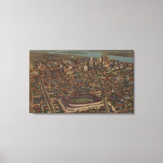 Detroit, MI - Aerial Briggs Baseball Stadium Canvas Afdruk (Voorkant)