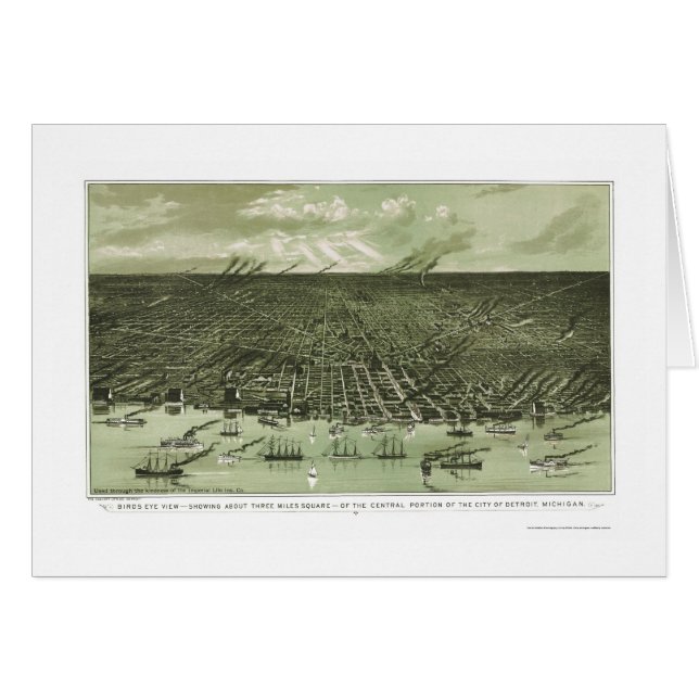 Detroit, MI Panorama Map - 1889 (Voorkant Horizontaal)