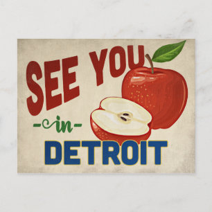 Detroit Michigan Apple - Vintage Travel Briefkaart
