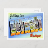 Detroit, Michigan Big Letters Briefkaart (Voorkant / Achterkant)