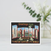 Detroit, Michigan  Big Letters Briefkaart (Staand voorkant)