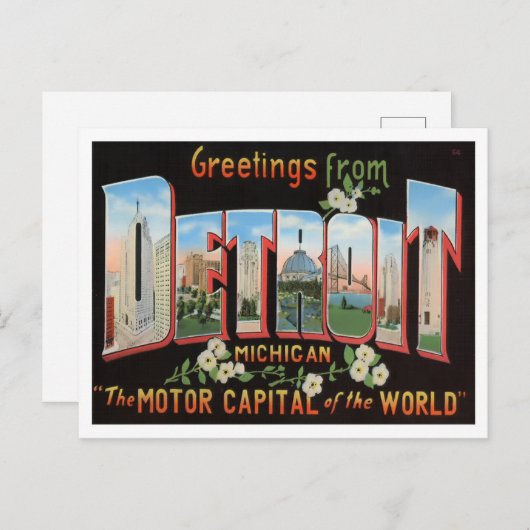 Detroit, Michigan  Big Letters Briefkaart (Voorkant / Achterkant)