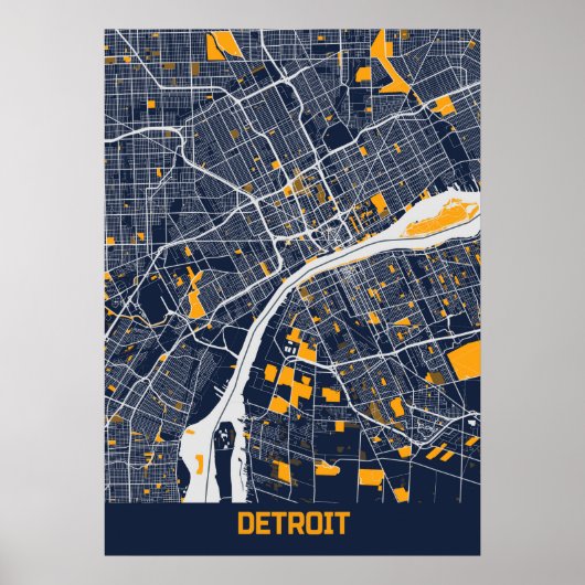 Detroit - Michigan Bluefresh City Map Poster (Voorkant)