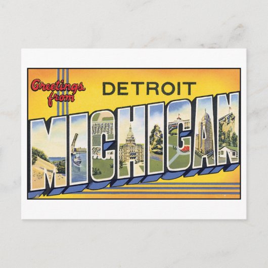 Detroit, MIchigan Briefkaart (Voorkant)