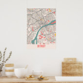 Detroit - Michigan Chalk City Map Poster (Keuken)