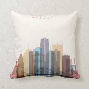 Detroit, Michigan City Skyline Kussen