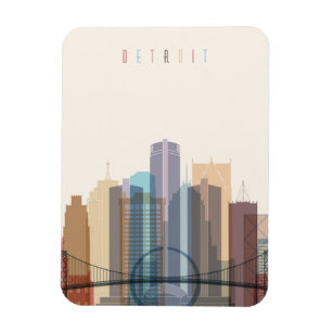 Detroit, Michigan City Skyline Magneet