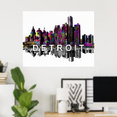 Detroit Michigan in graffiti Poster (Thuiskantoor)