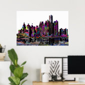Detroit Michigan in graffiti Poster (Thuiskantoor)