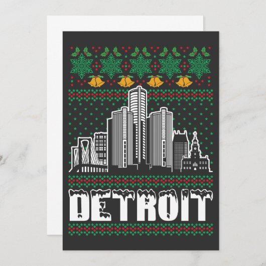 Detroit Michigan Lelijk Kerstfeest Kaart (Voorkant / Achterkant)