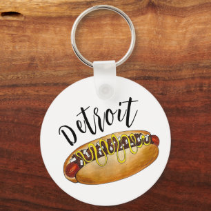 Detroit Michigan MI Coney Island Hot Dog Hotdog Sleutelhanger