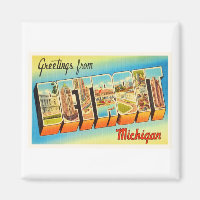 Detroit Michigan MI Old Vintage Travel Souvenir