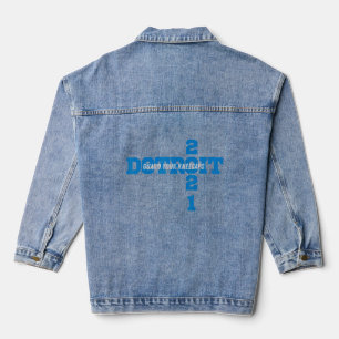 Detroit Michigan Michigander Sunday Lion Knee Pet Denim Jacket