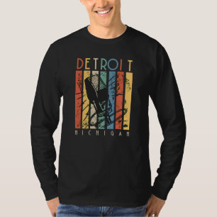 Detroit Michigan  Microphone Retro  T-shirt