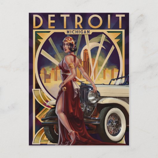 Detroit, Michigan | Motorstad Briefkaart (Voorkant)