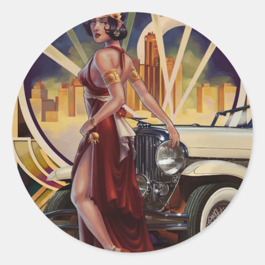 Detroit, Michigan | Motorstad Ronde Sticker (Voorkant)