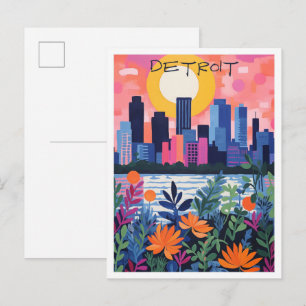 Detroit Michigan Reizen Stad Esthetiek Briefkaart