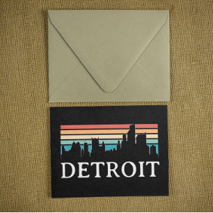 Detroit Michigan Retro  Sunset Skyline Briefkaart