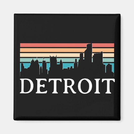 Detroit Michigan Retro Sunset Skyline Magneet (Voorkant)