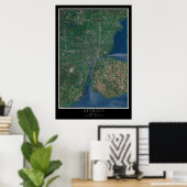 Detroit Michigan Satellite Poster Map (Thuiskantoor)