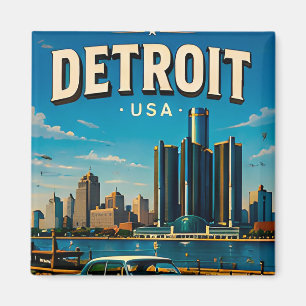 Detroit Michigan Silhouette Souvenir Magneet