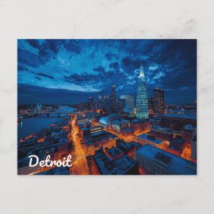 Detroit Michigan Silhouette Stads Kunst Briefkaart