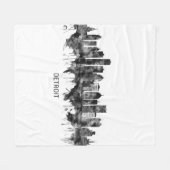 Detroit Michigan Skyline BW Fleece Deken (Voorkant (Horizontaal))