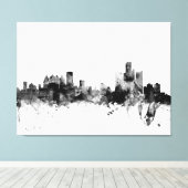 Detroit Michigan Skyline Canvas Afdruk (Insitu (Houten vloer))