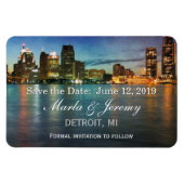 Detroit Michigan skyline opslaan van de datum Magneet (Horizontaal)