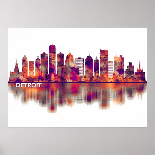 Detroit Michigan Skyline Poster (Voorkant)