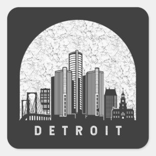 Detroit Michigan Skyline Vierkante Sticker