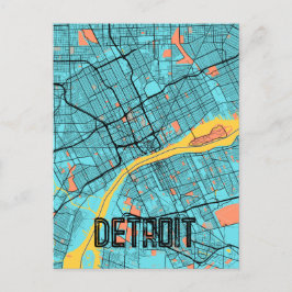 Detroit, Michigan USA Blauwgroen Briefkaart