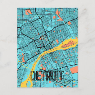 Detroit, Michigan USA Blauwgroen Briefkaart