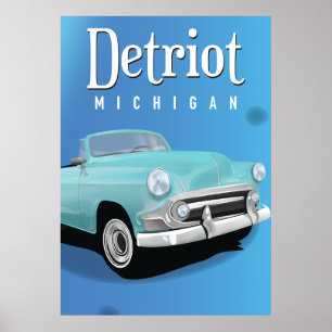 Detroit Michigan USA Vintage poster