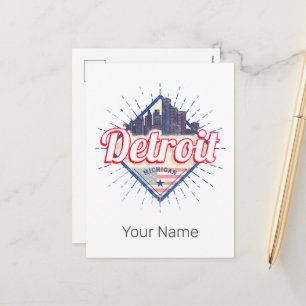 Detroit Michigan Verenigde Staten Skyline  Verenig Feestdagenkaart