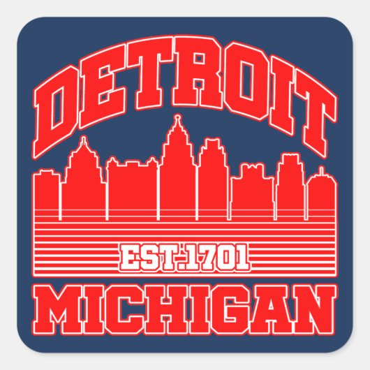 Detroit, Michigan Vierkante Sticker (Voorkant)