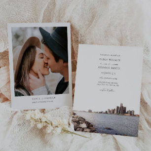 Detroit Michigan Waterverf Wedding Invitation Kaart