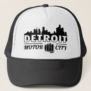 Detroit Motor City Skyline Trucker Hat Pet