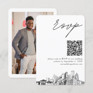 Detroit QR Code Bruiloft Kleine RSVP Informatiekaartje