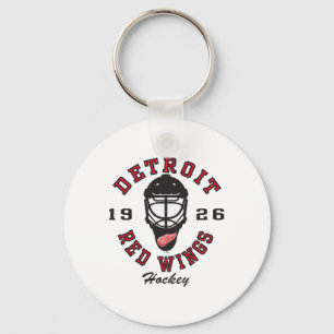Detroit Red Wings Hockey Masker Grijs Officieel Ge Sleutelhanger