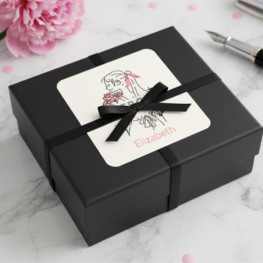 Detroit Roze Bloemen Custom Square Sticker