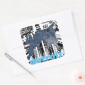 DETROIT schets & kaart ontwerp vierkante stickers (Envelop)