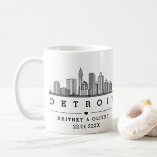 DETROIT Silhouette – Huwelijkssouvenir op maat Koffiemok