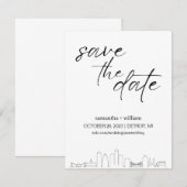 Detroit Silhouette MINIMALIST Save The Date Kaart (Voorkant / Achterkant)
