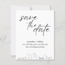 Detroit Silhouette MINIMALIST Save The Date