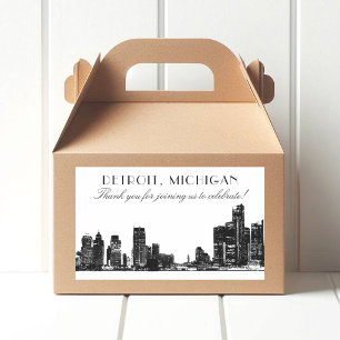 Detroit Skyline Art Deco Dank U Trouwdag Rechthoekige Sticker