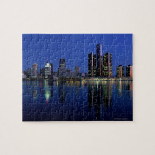 Detroit Skyline bij nacht Legpuzzel
