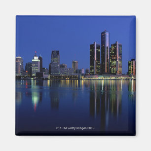 Detroit Skyline bij nacht Magneet